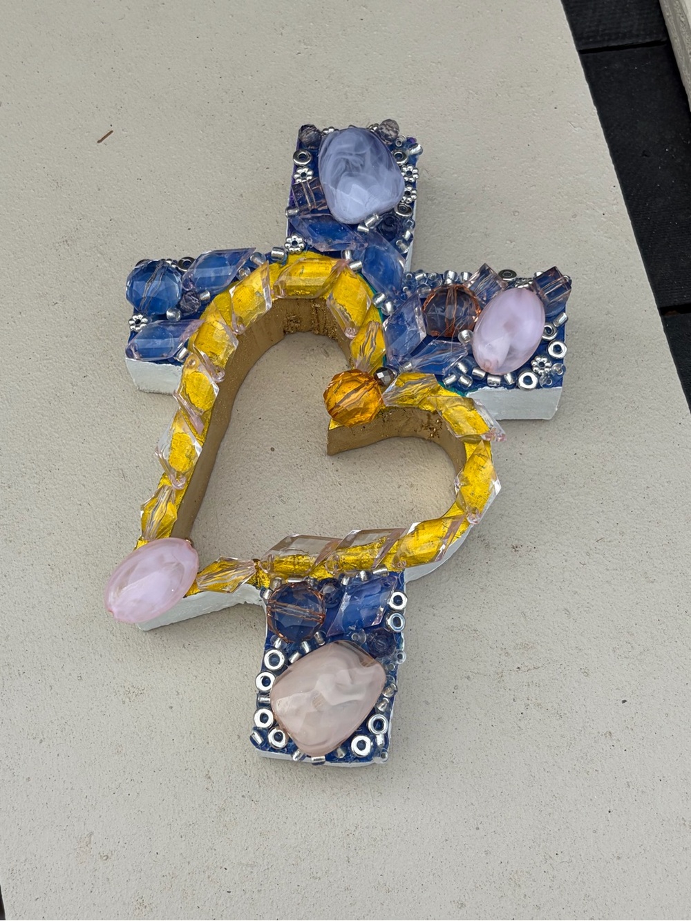 Beaded Cross Frame Heart - Picture 3 of 3